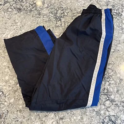 Vintage 90s Nike Windbreaker Pants Mens XL Black Blue Logo Track Pants Zip Lined • $17.99