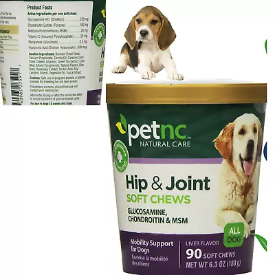 HIP AND JOINT CHEWS For Dogs PetNC Natural Care Glucosamine MSM Supplement 90 Cn • $27.98