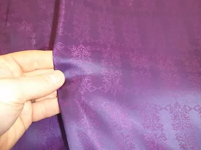 £2.99 • Buy 3 Metres Of PURPLE- Faux Silk Jacquard Lining Fabric - DAMASK STYLE DESIGN