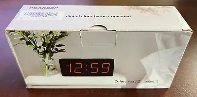 Digital Clock Alarm Clock Battery Operated - Large Big Numbers 4 Dimmers Red • $14.99