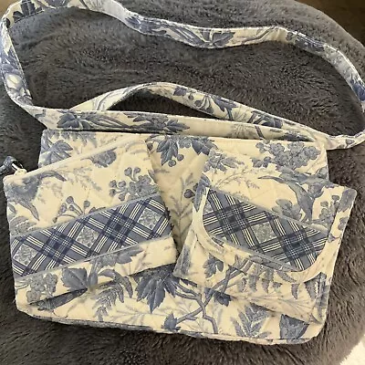 Vera Bradley Retired Blue Toile 3 PC Set Purse Wallet & Coin Purse EUC • $35.99