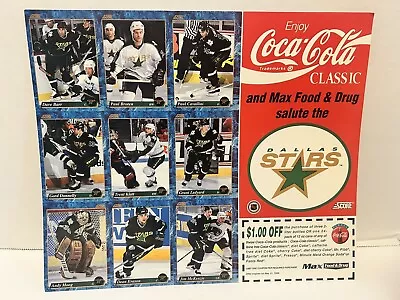 Coca Cola And Texaco -Dallas Stars Promotion NHL Hockey Trading Cards Sheet 1995 • $11.99