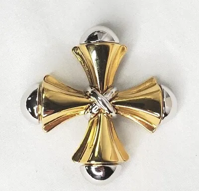 Vintage PC Maltese Cross Brooch Gold Silver Tone Pin Providence Chain Co Signed • $38.25