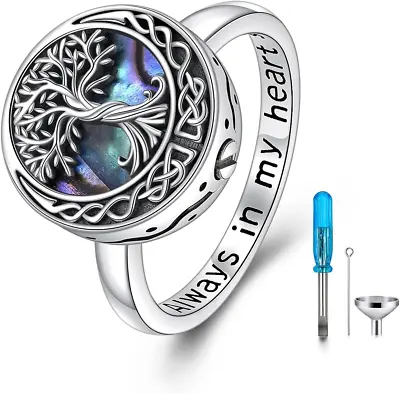 Tree Of Life Urn Ring For Ashes Sterling Silver Memorial Keepsake Cremation Ring • $108.20