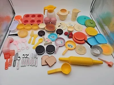 Vintage Fisher Price Kitchen Play Dishes Set Incomplete 19 Pieces Pink Blue Teal • $17.60