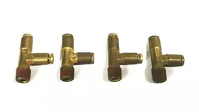 Unbranded 1/4 Inch Push-in X 1/8 Inch NPT Male Brass Tee [Lot Of 4] NOS • $25.95