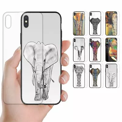 For OPPO Phone Series - Elephant Theme Print Tempered Glass Back Phone Cover #1 • $14.98