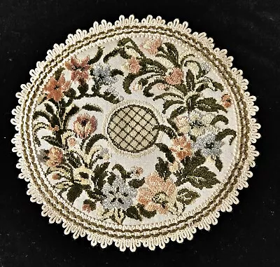 Vintage Dollhouse Miniature Floral Round Rug Carpet Chenille  • $17.99