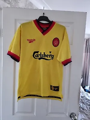 £10 • Buy Liverpool FC Away Shirt Jersey 97/98 Yellow 34-36  Retro Reebok