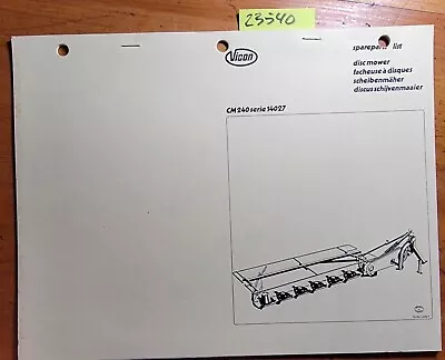 $20 • Buy Vicon CM240 Series 14027 Disc Mower Parts Manual 70.001.920/7