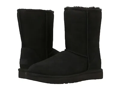 Women UGG Classic Short II Boot 1016223  Black Twinface 100% Original New • $154.99