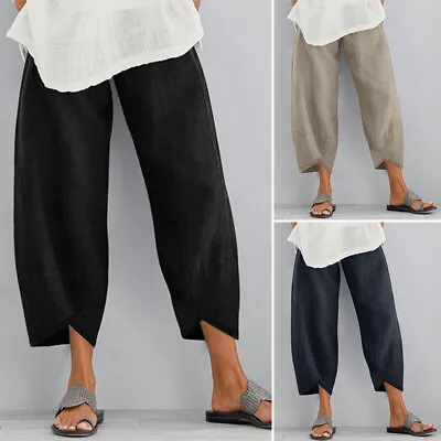 ZANZEA Women Plain Basic Ladies Long Pants Capris Loose Baggy Plus Size Trousers • $15.39