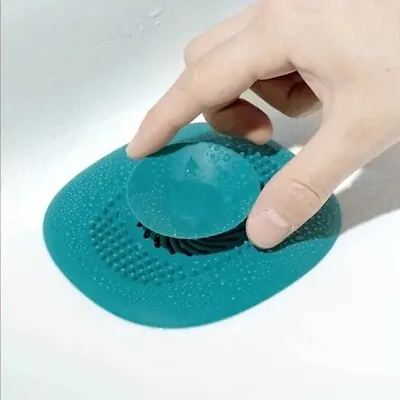 Hair Trap Shower Bath Plug Hole Waste Catcher Stopper Drain Sink Filter - Blue • £3.98
