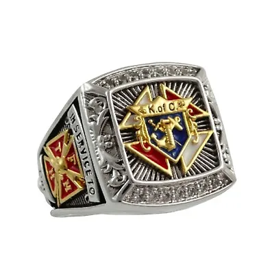 Knights Of Columbus Skull Cross Brass Men Ring Gold Plated • $98