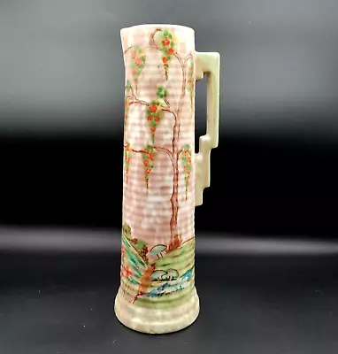 VTG Hand Painted Bewley Art Deco Vase Jug Trees Mushrooms Tall 1930s Landscape • $48