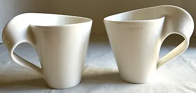 Villeroy  Boch #1748 White New Wave 2 Coffee Cups Made In Luxembourg • $50