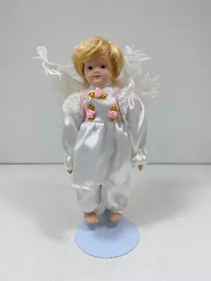 Vintage Porcelain Angel Doll With Feather Wings 8.5  Baxter & Smythe • $23