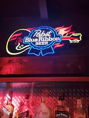 Pabst Blue Ribbon House Of Blues Led Beer Bar Guitar Led Sign Man Cave Pbr New • $275