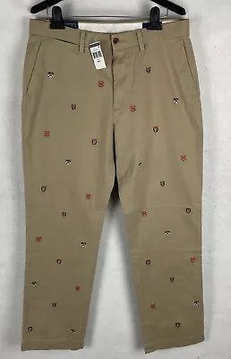 Polo Ralph Lauren Classic Fit Khaki Crest Embroidered Pants 33x32 (33x30.75) NWT • $59.95