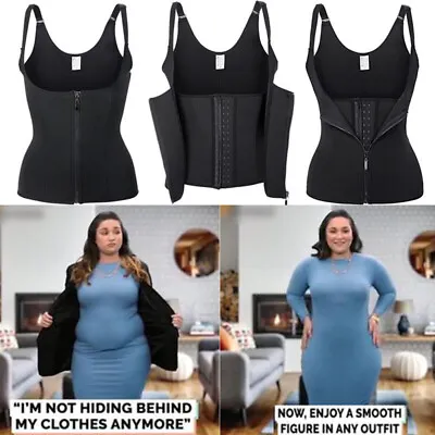 $9.99 • Buy Women Sweat Sauna Body Shaper Slimming Corset Weight Loss Vest Workout Shapewear