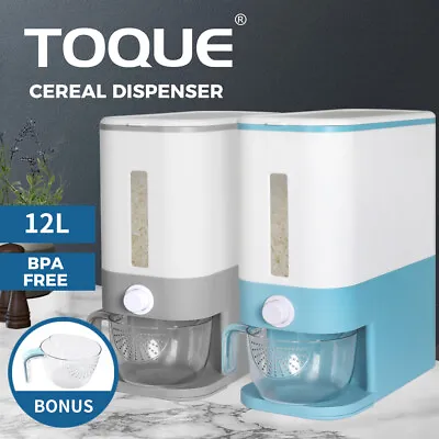 Toque Cereal Dispenser Grain Container Auto Rice Dry Pet Food Storage Box 12L • $31.99