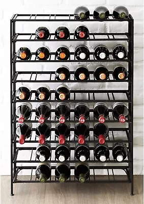 Black Metal Wine Rack Freestanding Floor Stand 9 Tier Beverage Bottle Shelf • $159.99