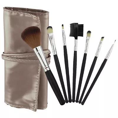 7 Piece Professional Makeup Brush Set Soft Bristle Carry Case Rose Gold • $9