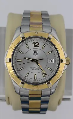 Tag Heuer Gold WAF1120.BB0807 Silver Aquaracer Mens Watch 2-Tone Sport Diving • $630