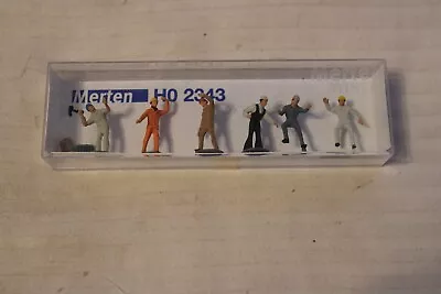 HO Scale Merten 6 Piece Construction Workers #2343 Figurines BNOS • $18.75