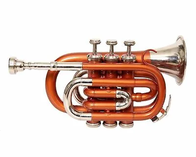 MINI POCKET New ORNANGE NICKEL Finish Bb Pocket Trumpet Black Friday Sale • $123.38