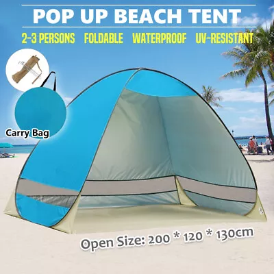 $20.99 • Buy Pop Up Portable Beach Tent Canopy Sun Shade Shelter Summer Camping 2-3 Persons