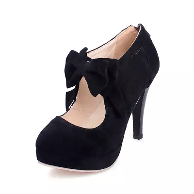 Sexy High Heels Sweet Bowtie Platform Women Pumps Plus Size Elegant Party Shoes • £61.41