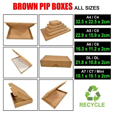 Royal Mail Large Letter Cardboard PIP Boxes Mailing Postal  C4/C5/C6/DL/Mini NEW • £275.98