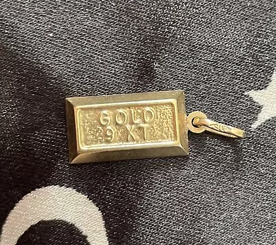 9ct Yellow Gold Bar Ingot Pendant Charm • £95