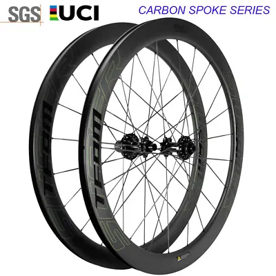 700C Disc Brake Wheels 50mm Carbon Spoke Ceramic Bearing Wheelset Tubeless Wheel • $720.90