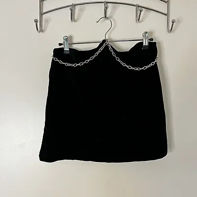 The Ragged Priest Velour Velvet Black Skirt With Chain Detailing Size 12 • £12