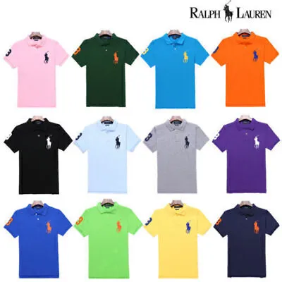 Ralph Lauren Men's Custom Fit Cotton Polo Shirt Top Short Sleeve Large Pony 2024 • $45.21