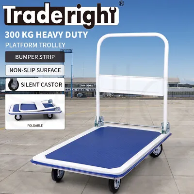 Traderight Folding Platform Trolley Hand Truck Foldable Cart Heavy Duty 300kg • $88.99
