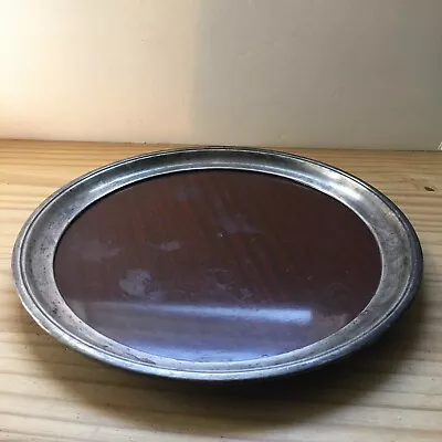 Vintage 1960s Crescent Laminated Wood Grain Silver Round Bar Serving Tray 14 D • $24.99