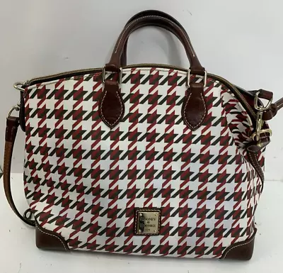 Dooney & Bourke Womens Houndstooth Saffiano Leather Crossbody Bag Domed Satchel • $57.95