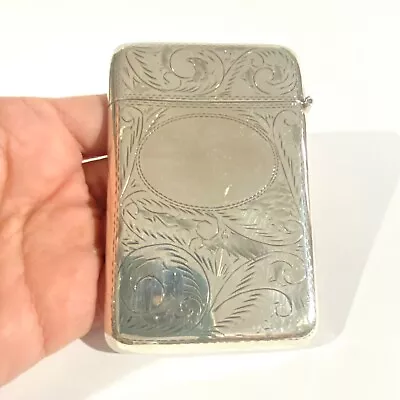 Vintage English Sterling Silver  Hand Carved Business Card Case Hallmarked • $221.07