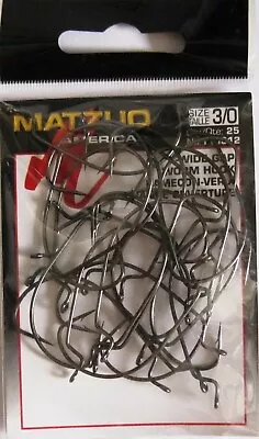 100 Matzuo 110010 110012 Black EWG Worm Fish Fishing Hooks Size 3/0 -100 Hooks • $13.99