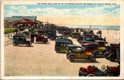 Postcard Pablo Beach Florida 1921 Ever Day Line Up Of Autos On Beach Postmarked • $9.98