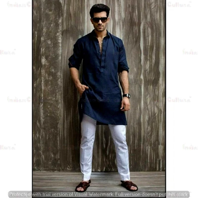 £21.59 • Buy Indian Top Shirt Solid Kurta Indian Kurta Cultural Men's Wear Cotton Cloth