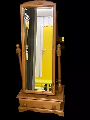£40 • Buy Solid Pine Full Length Cheval Mirror With Drawer Underneath - Collection Only