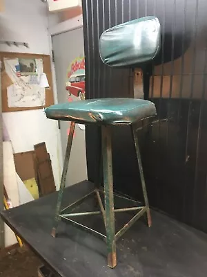 Royal Metal  Industrial Steel Adjustable Swivel Drafting Shop Chair Stool Vinyl • $225