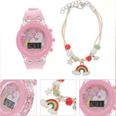 Girls Kids Children Digital Electronic Watch Cartoon Unicorn Bracelet Gift Set • $14.88