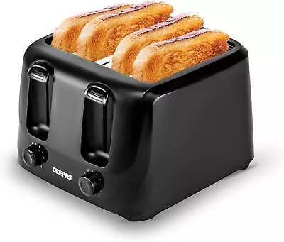 Toaster 4 Slice Family Size 1400W With Variable Browning Control Black • £24.55