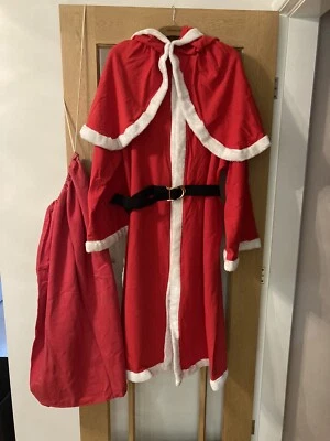 £4.99 • Buy Santa / Father Christmas Outfit - Long Coat Plus Hood And Cape Adult Size