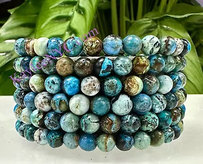 Wholesale 6 Pcs Natural Chrysocolla  6mm 7.5” Crystal Stretch Bracelet • $24